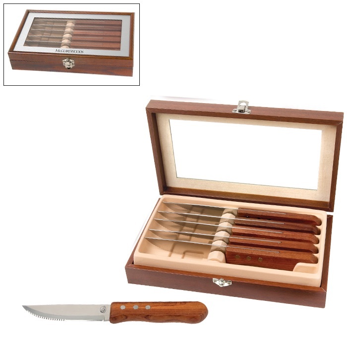  The Dinner Pony Non-serrated Steak Knives Set of 6 - Straight  Edge Steak Knives with Wooden Handle in Gift Box - High Carbon Stainless  Steel and Pakka wood: Home & Kitchen