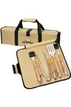 5 Piece BBQ Set (Bamboo) in Roll-Up Case